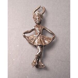 Sterling Ice Skater Charm Lady in Folk Dress